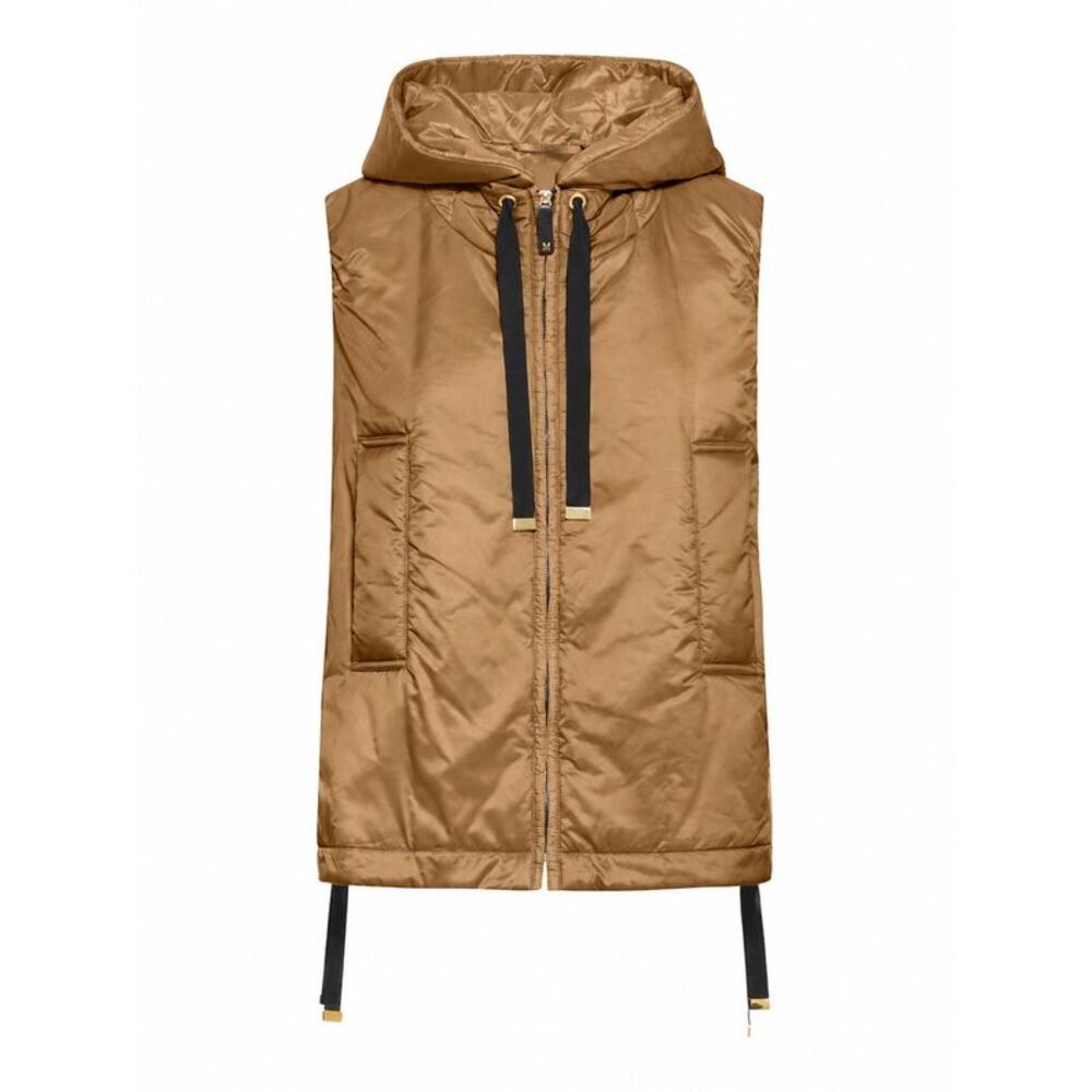Max Mara The Cube Women Padded Vest With Hood In Waterproof Canvas
